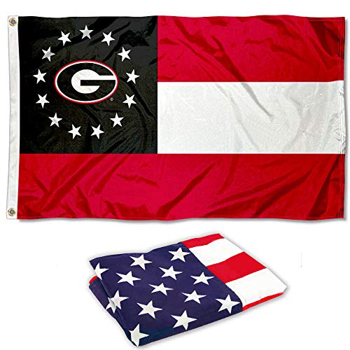 College Flags & Banners Co. Georgia Bulldogs State of Flag and USA 3x5 Set