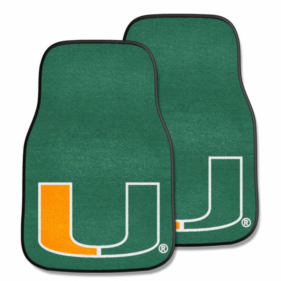 Miami Hurricanes Front Carpet Car Mat Set - 2 Pieces