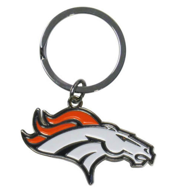 Denver Broncos Chrome Logo Cut Keychain