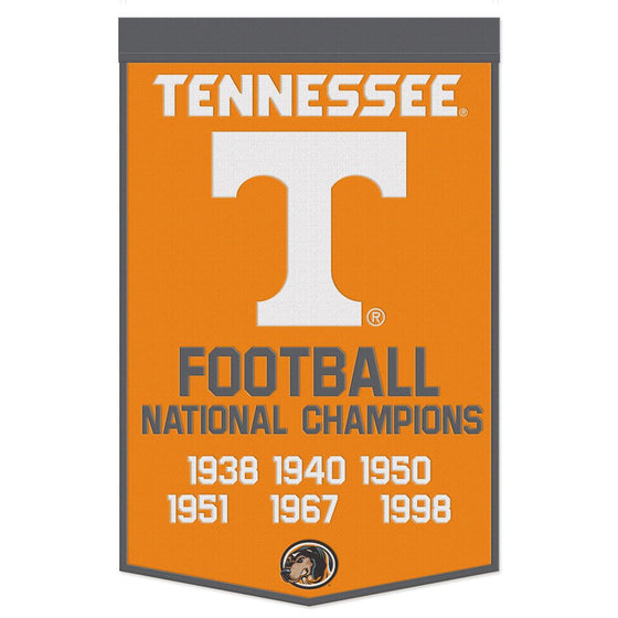 Tennessee Volunteers Banner Wool 24x38 Dynasty Champ Design Football - Special Order