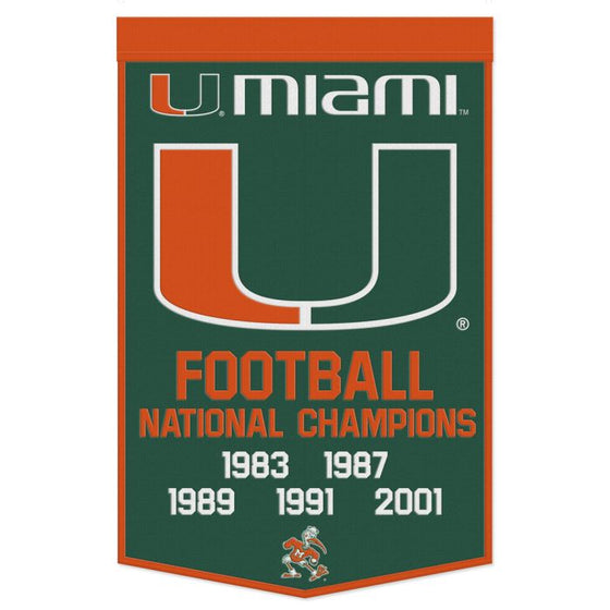 Miami Hurricanes Wool Banner 24" x 38"