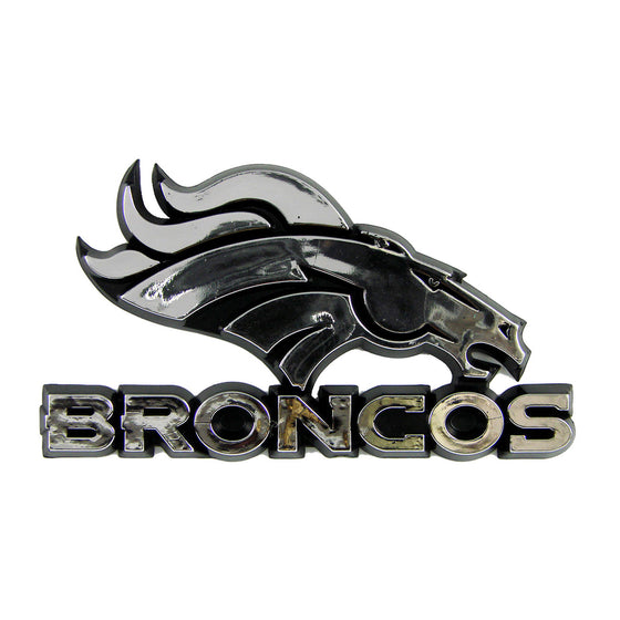 Denver Broncos Molded Chrome Plastic Emblem, with Wordmark