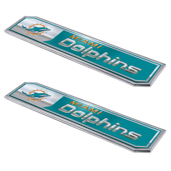 Miami Dolphins 2 Piece Heavy Duty Aluminum Embossed Truck Emblem Set