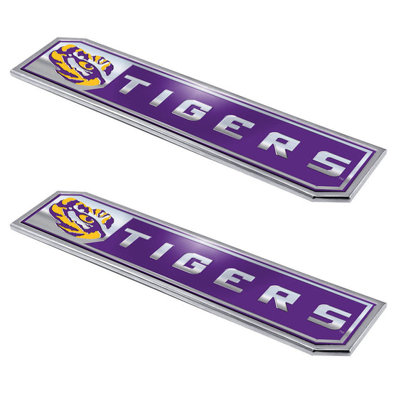 LSU Tigers 2 Piece Heavy Duty Aluminum Embossed Truck Emblem Set