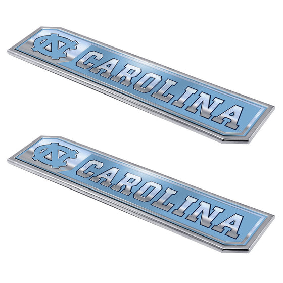 North Carolina Tar Heels 2 Piece Heavy Duty Aluminum Embossed Truck Emblem Set