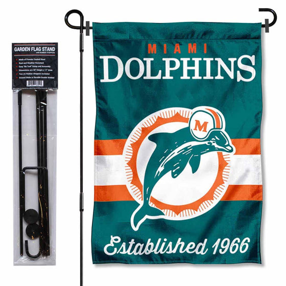 WinCraft Miami Dolphins Throwback Retro Vintage Garden Flag and Flagpole Mount