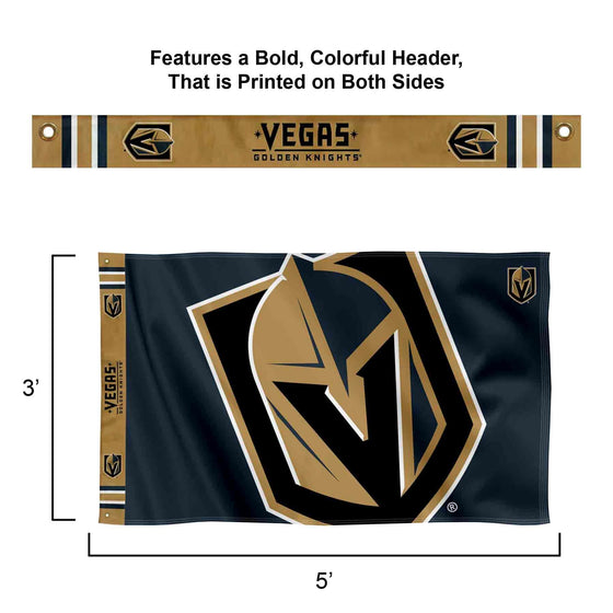 WinCraft Vegas Golden Knights Printed Header 3x5 Premium Banner Flag