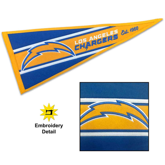 WinCraft Los Angeles Chargers Embroidered and Sewn Pennant