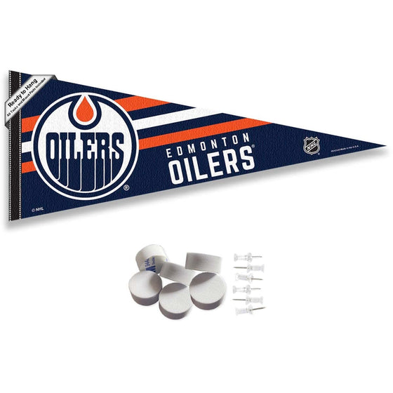 Edmonton Oilers Pennant Flag and Wall Tack Pads Mounts