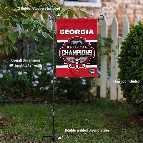 College Flags & Banners Co. Georgia Bulldogs Football National Champions Garden Flag with Pole Stand Holder