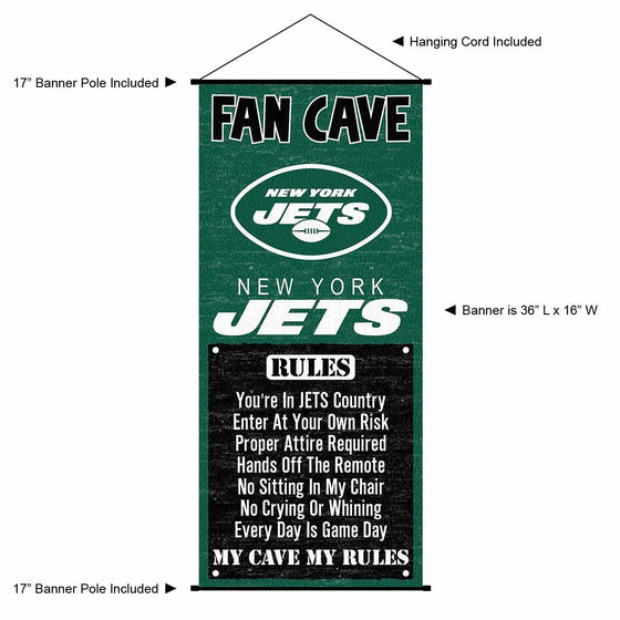 WinCraft New York Jets Man Cave Fan Banner Wall Door Scroll