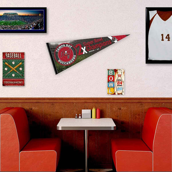 WinCraft Tampa Bay Buccaneers 2 Time Bowl Champions Pennant Banner Flag