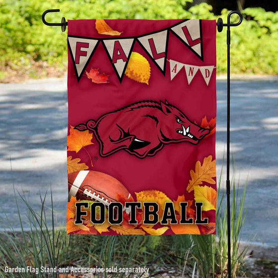 College Flags & Banners Co. Arkansas Razorbacks Fall Leaves Football Season Garden Yard Flag