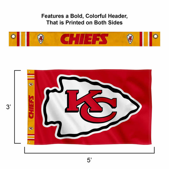 WinCraft Kansas City Chiefs Printed Header 3x5 Foot Banner Flag