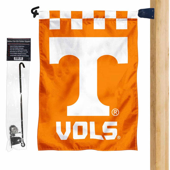 College Flags & Banners Co. Tennessee Volunteers Checkered Garden Banner and Mailbox Post Pole Mount Holder Set