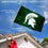 College Flags & Banners Co. Michigan State Spartans Spartan Head Flag with Pole and Bracket Complete Set