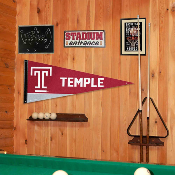 College Flags & Banners Co. Temple Owls Pennant Flag and Wall Tack Mount Pads