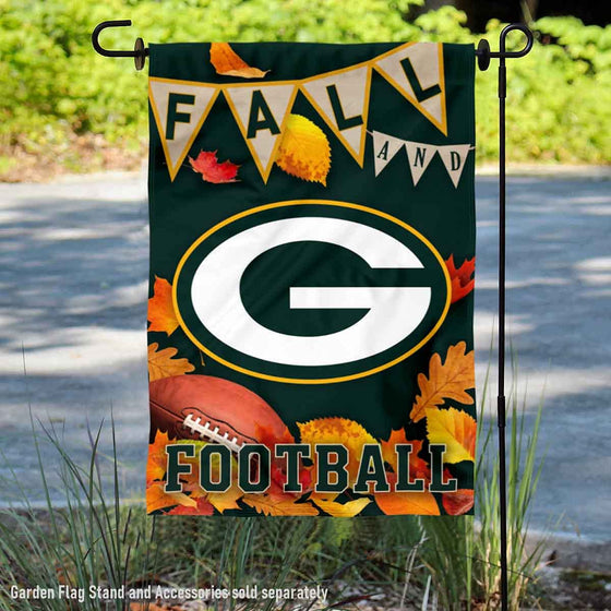 WinCraft Green Bay Packers Fall Leaves Decorative Football Garden Flag Double Sided Banner