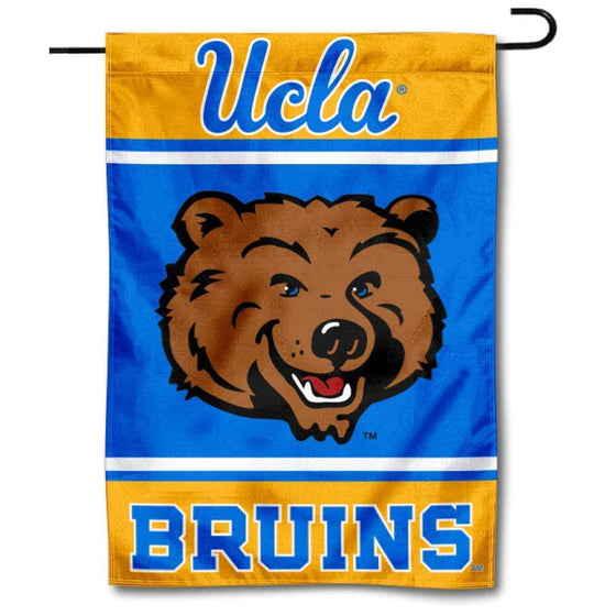 UCLA Bruins Garden Flag and USA Flag Stand Pole Holder Set