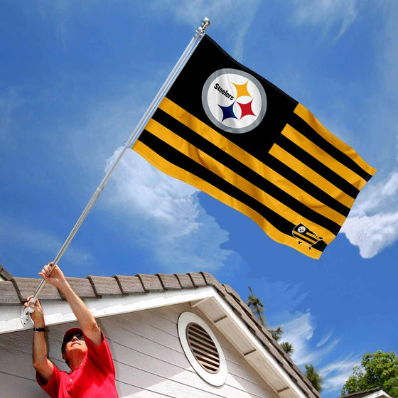 WinCraft Pittsburgh Steelers USA American Nation Stripes 3x5 Grommet Flag