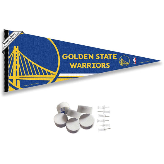 Golden State Warriors Pennant Flag and Wall Tack Pads Mounts