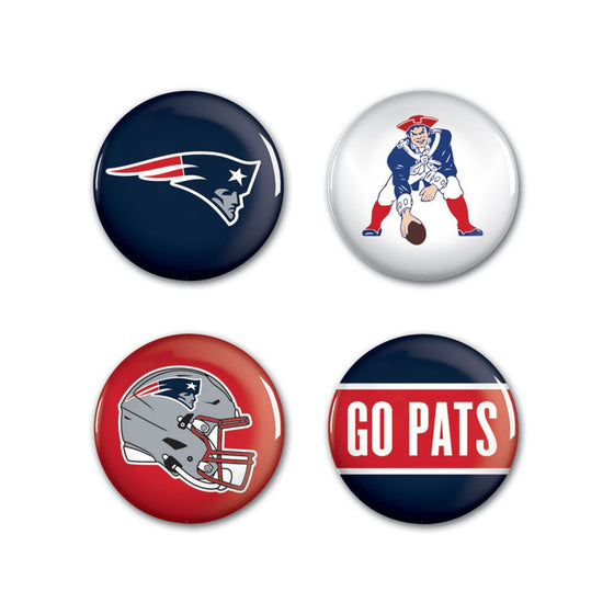 New England Patriots Buttons 4 Pack - Special Order