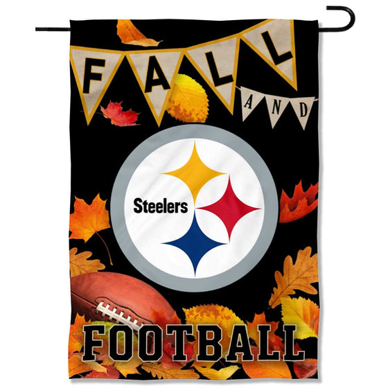 WinCraft Pittsburgh Steelers Fall Leaves Decorative Football Garden Flag Double Sided Banner