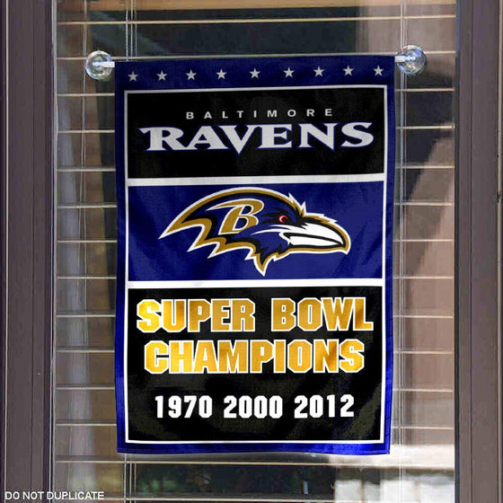 WinCraft Baltimore Ravens 3 Time Super Bowl Champions Double Sided Garden Flag