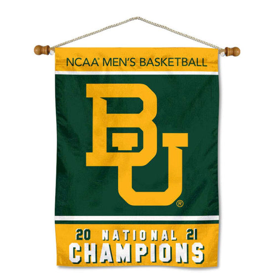 College Flags & Banners Co. Baylor Bears 2021 Mens Basketball National Champions Banner with Hanging Pole