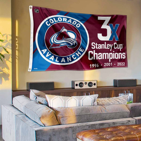 WinCraft Colorado Avalanche 3 Time and 2022 Cup Champions Grommet Flag