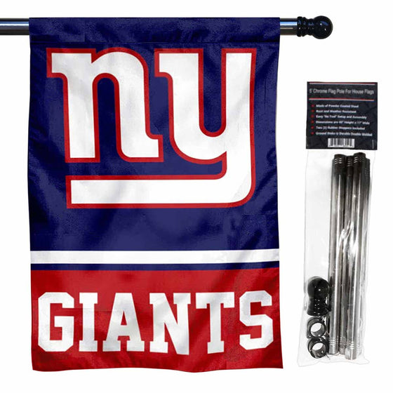 WinCraft Giants Banner House Flag and 5 Foot Flagpole Set