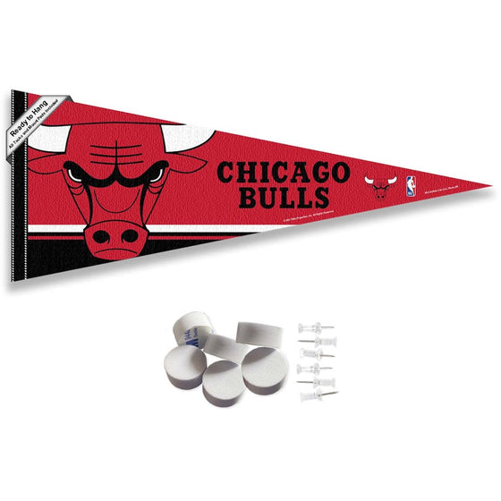 Chicago Bulls Pennant Flag and Wall Tack Pads Mounts