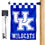 Kentucky Wildcats Checkered Logo Garden Flag and Mailbox Post Pole Mount Holder Set