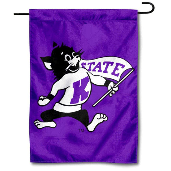 College Flags & Banners Co. Kansas State Wildcats Throwback Logo Garden and USA Flag Stand Pole Holder Set