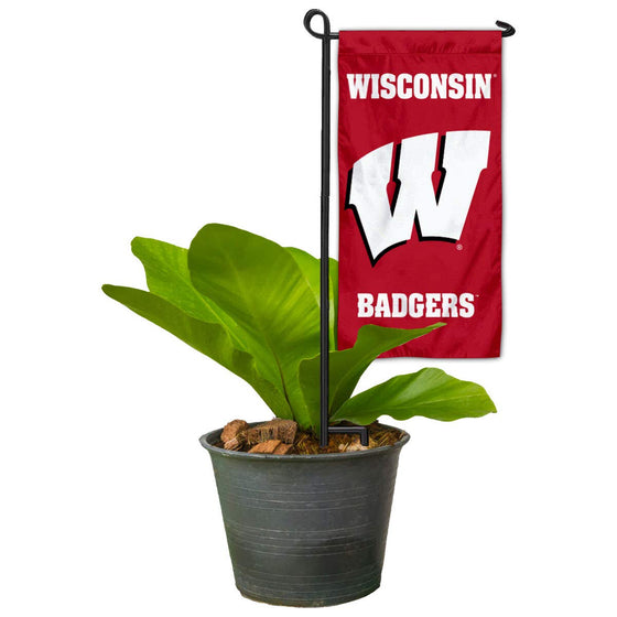 College Flags & Banners Co. Wisconsin Badgers Mini Garden and Flower Pot Flag Topper