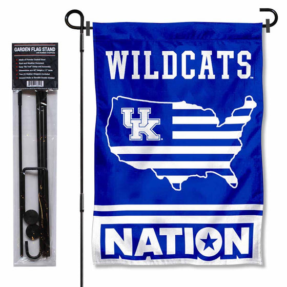 College Flags & Banners Co. Kentucky Wildcats Stars and Stripes Garden Flag with Stand Holder