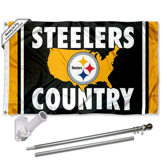 WinCraft Pittsburgh Steelers Country Flag Pole and Bracket Mount Kit