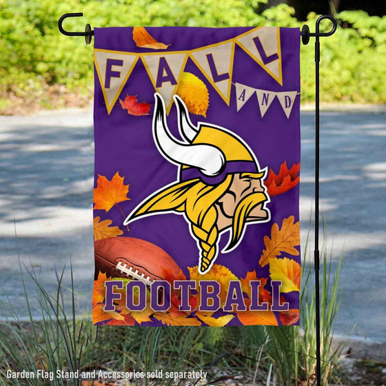 WinCraft Minnesota Vikings Fall Leaves Decorative Football Garden Flag Double Sided Banner