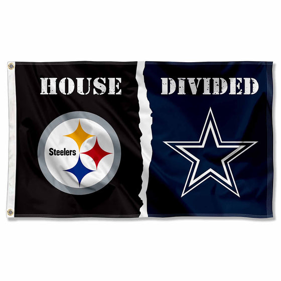 WinCraft Pittsburgh Steelers and Dallas Cowboys House Divided Flag Rivalry Banner