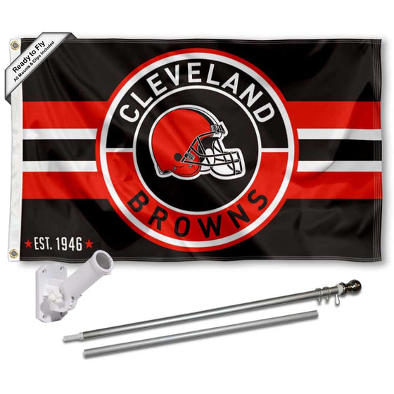 WinCraft Cleveland Browns Patch Logo Flag Pole and Bracket Mount Kit