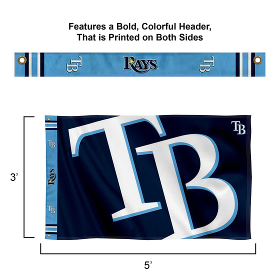 WinCraft Tampa Bay Rays Printed Header Flag 3x5 Banner