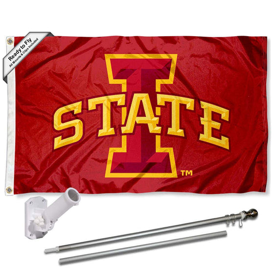 Iowa State Cyclones Flag with Pole and Bracket Complete Set