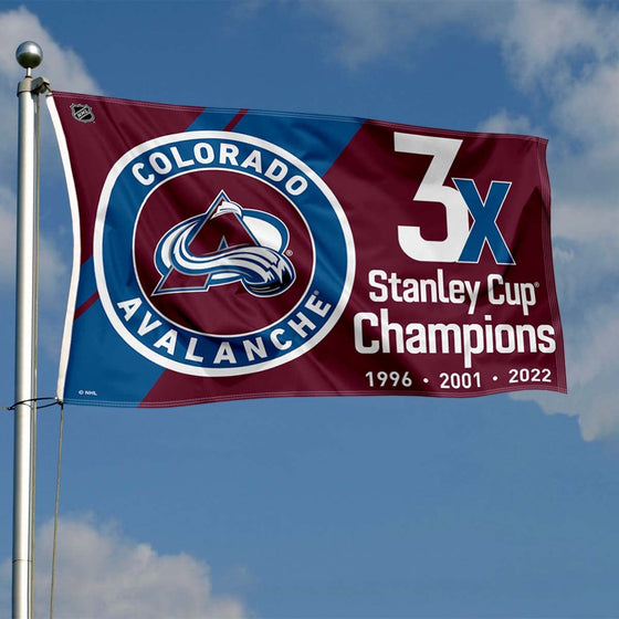 WinCraft Colorado Avalanche 3 Time and 2022 Cup Champions Grommet Flag