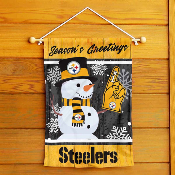 Pittsburgh Steelers Holiday Winter Snow Garden Flag Double Sided Banner