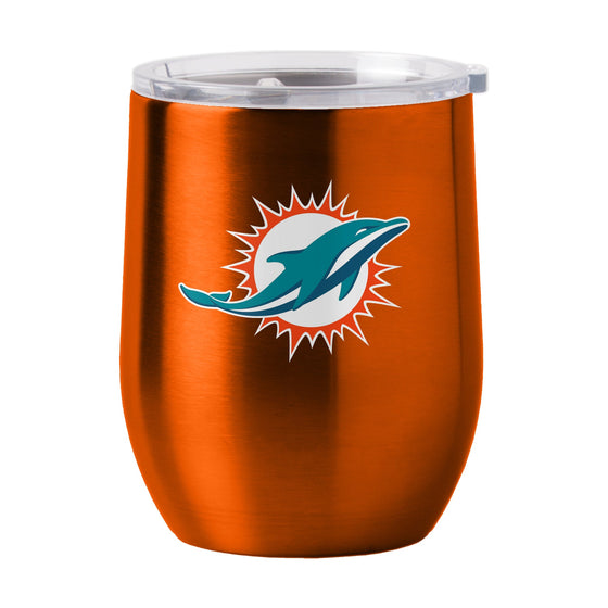 Miami Dolphins Travel Tumbler 16oz Stainless Steel Curved