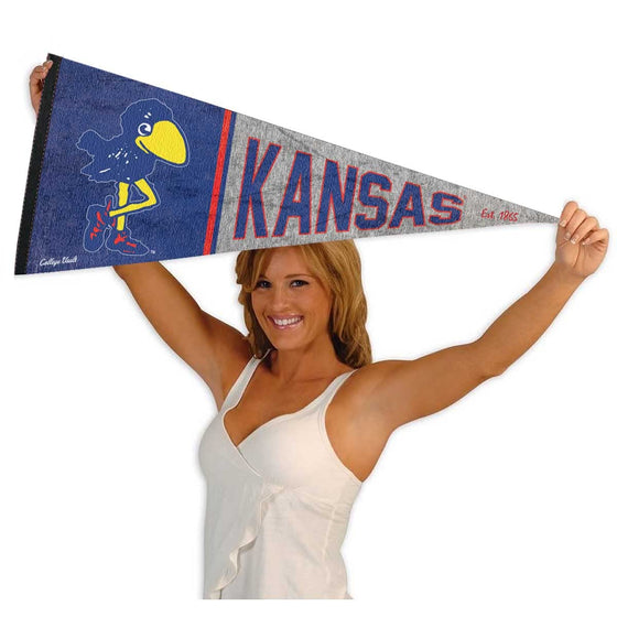 Kansas Jayhawks Pennant Throwback Vintage Banner