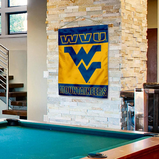 West Virginia Mountaineers Double Sided House Flag and Wood Banner Pole Set