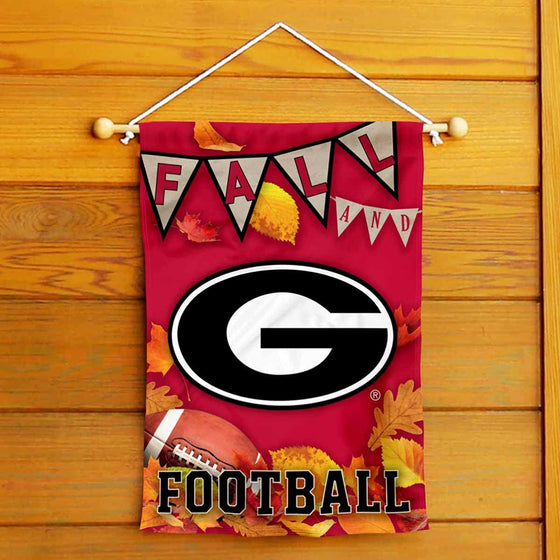 College Flags & Banners Co. Georgia Bulldogs Fall Leaves Football Season Garden Yard Flag