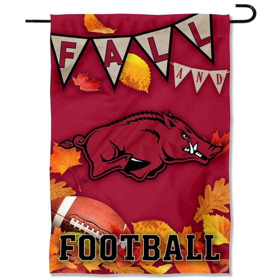 College Flags & Banners Co. Arkansas Razorbacks Fall Leaves Football Season Garden Yard Flag