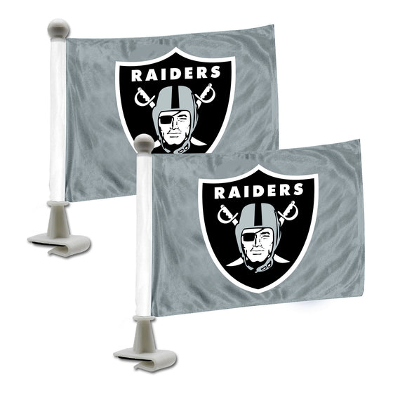 Las Vegas Raiders Ambassador Car Flags, Silver - 2 Pack Mini Auto Flags, 4in X 6in